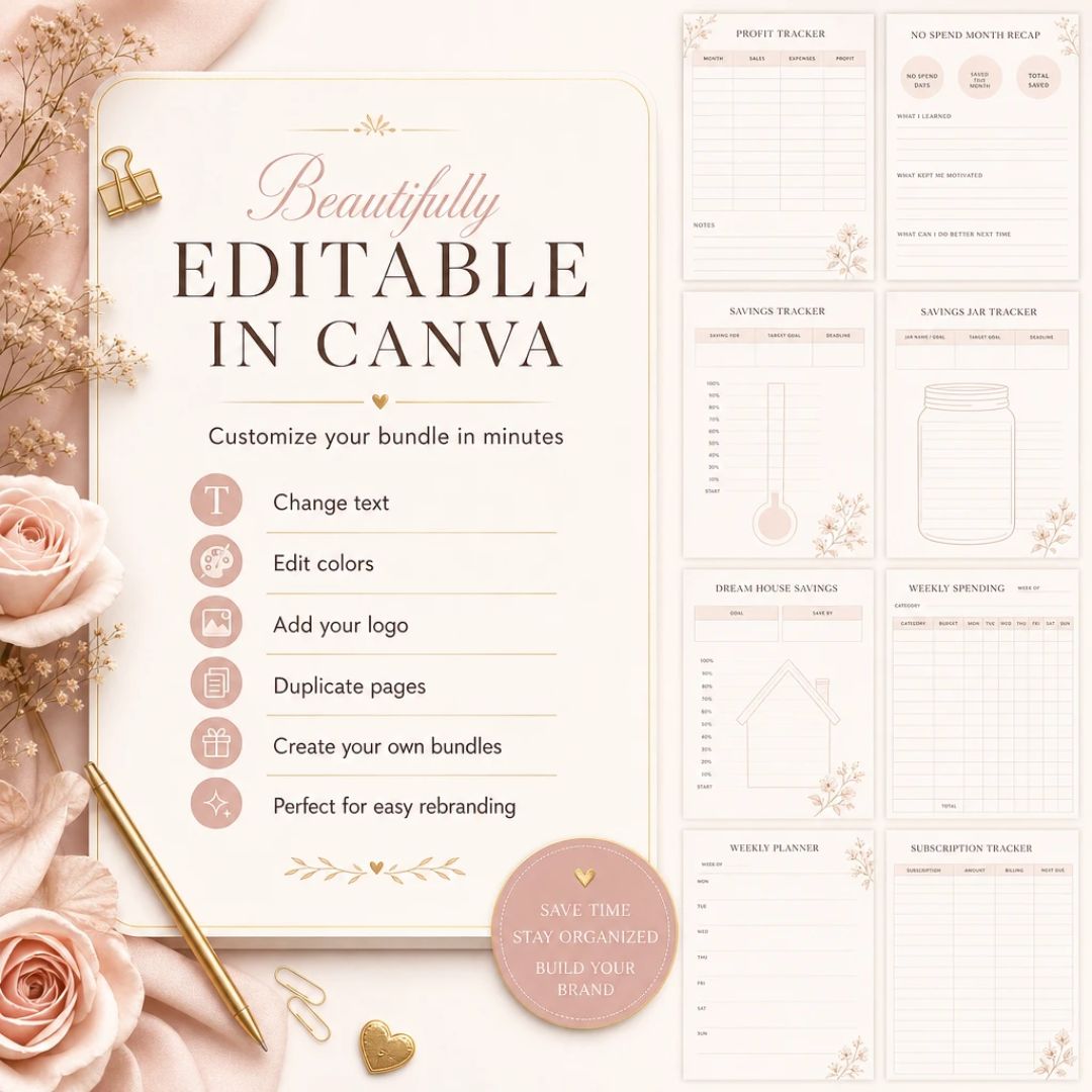 560 Pages Self-Care & Personal Growth Bundle: Planners, Journals, Templates | PLR + MRR