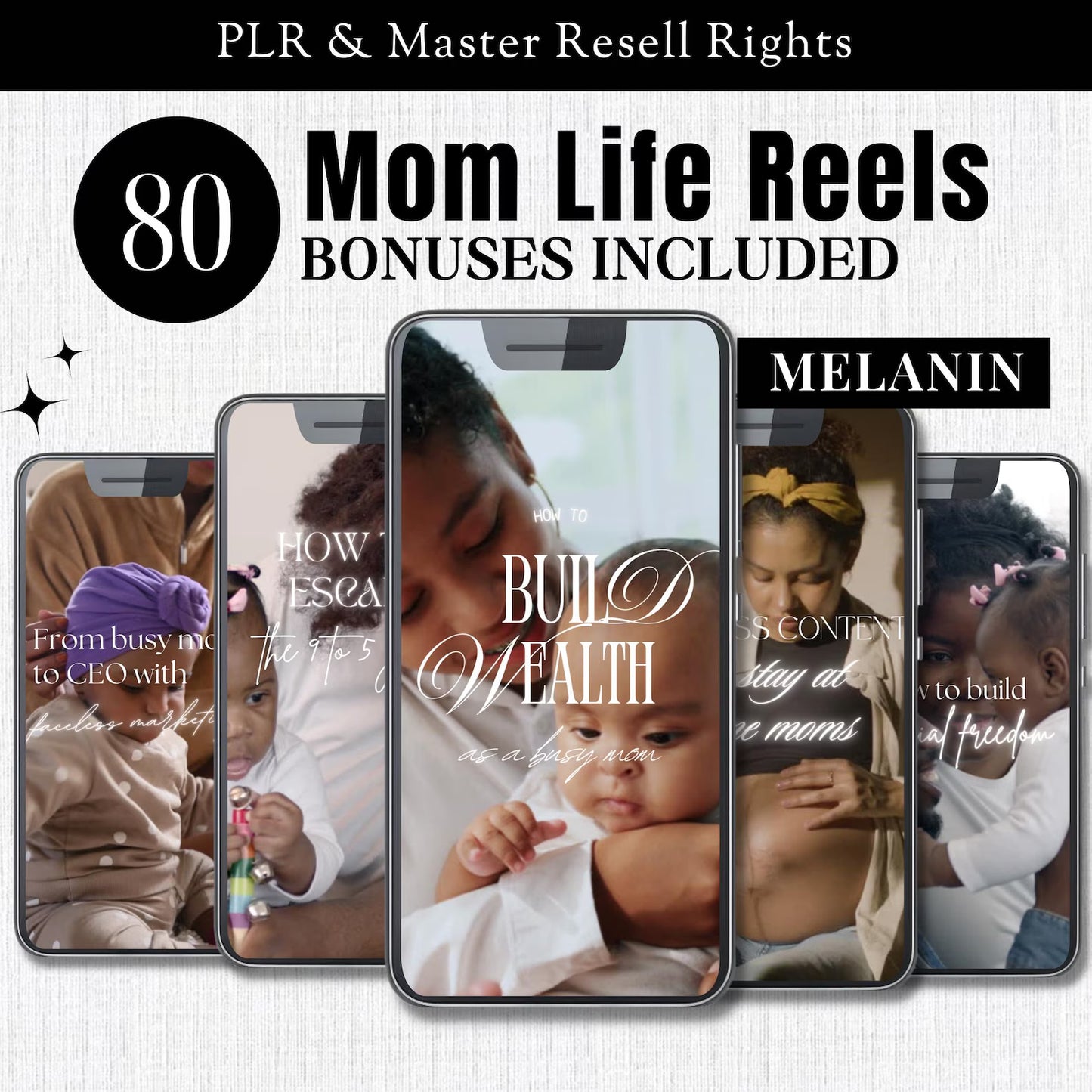 80 Melanin Mompreneur Reels Bundle with Master Resell Rights