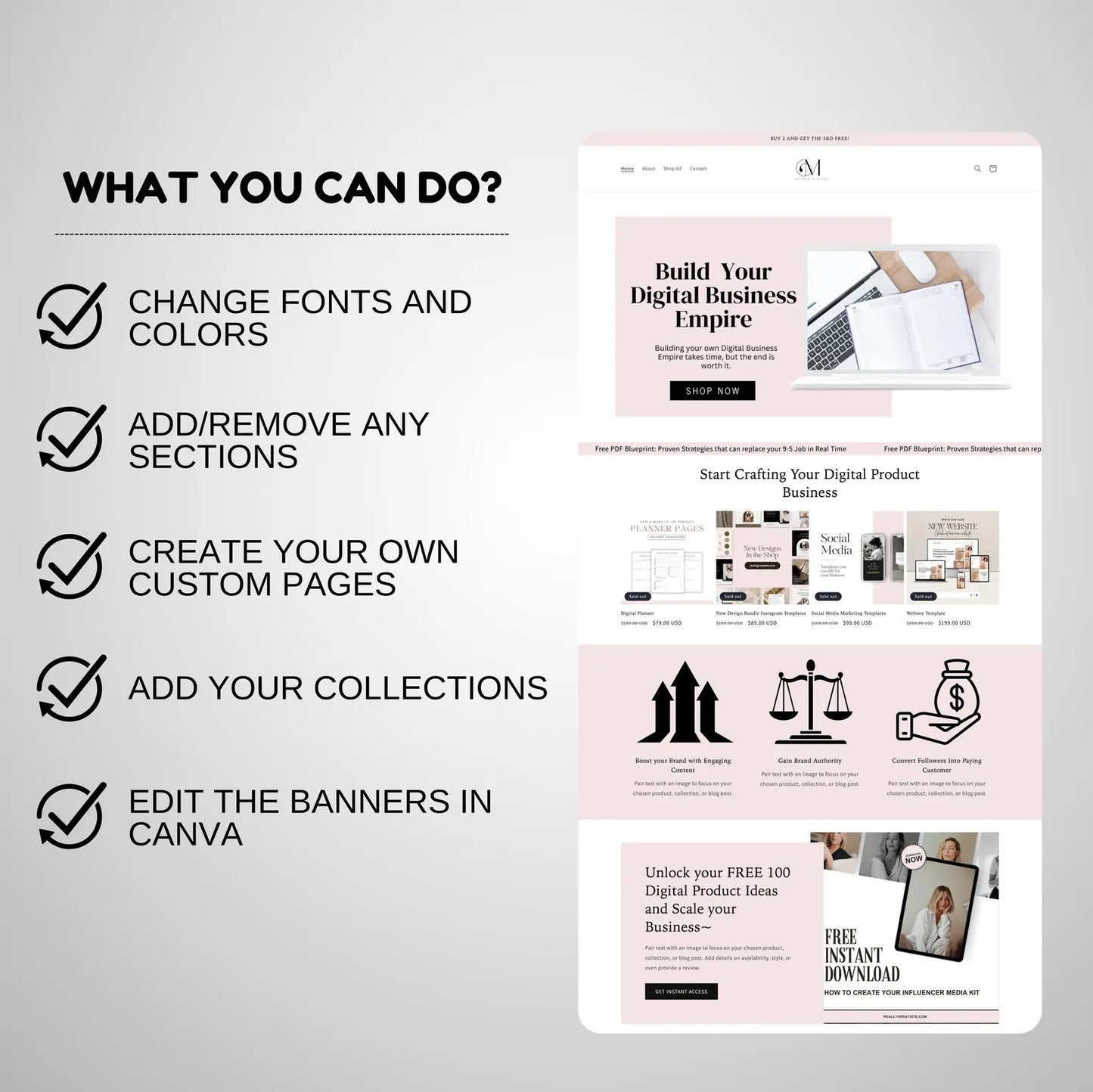 Boho-Style Digital Product Shopify Store Template