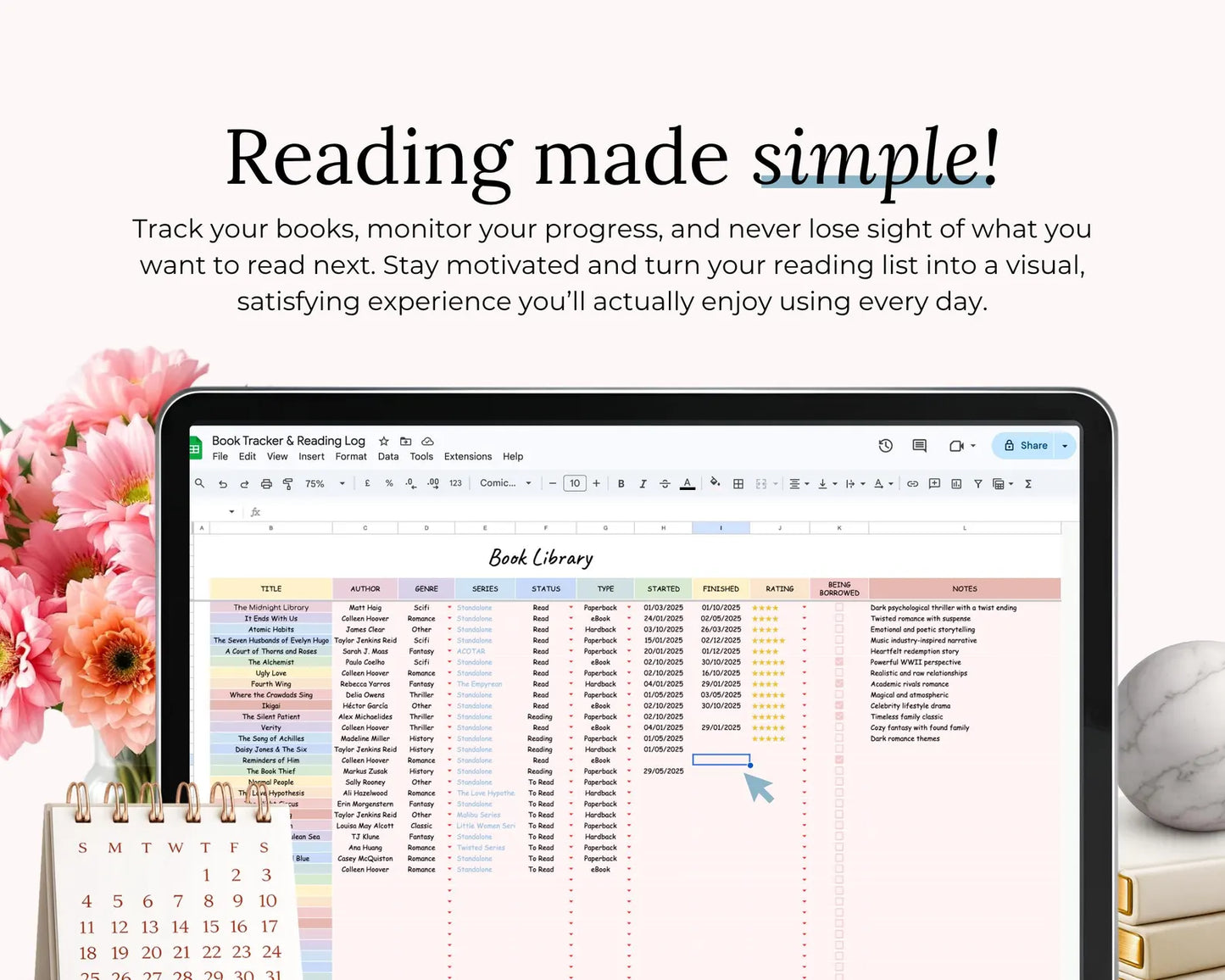 Book Tracker Spreadsheet Template with Resell Rights | PLR + MRR