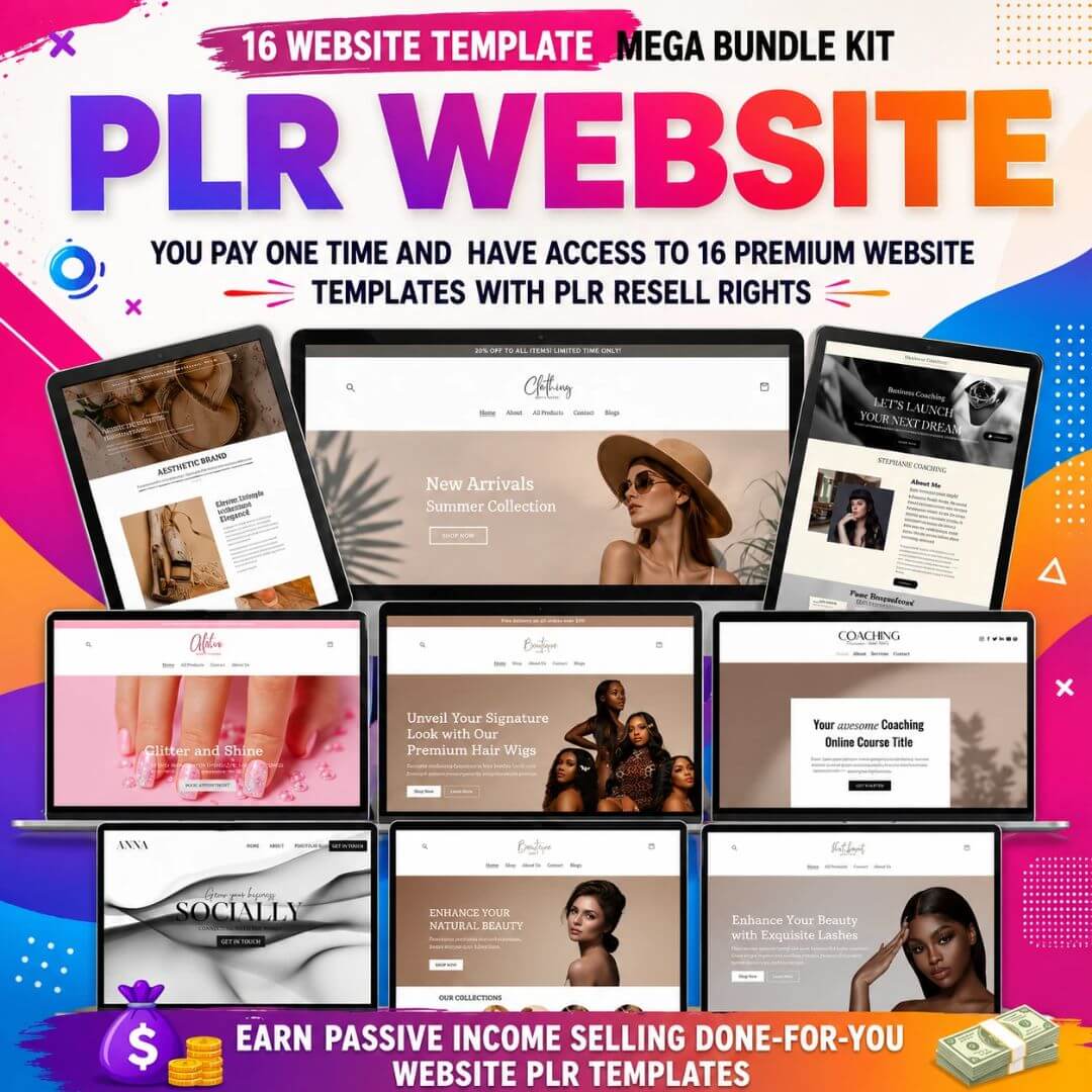 16 PLR Website Templates with Resell Rights