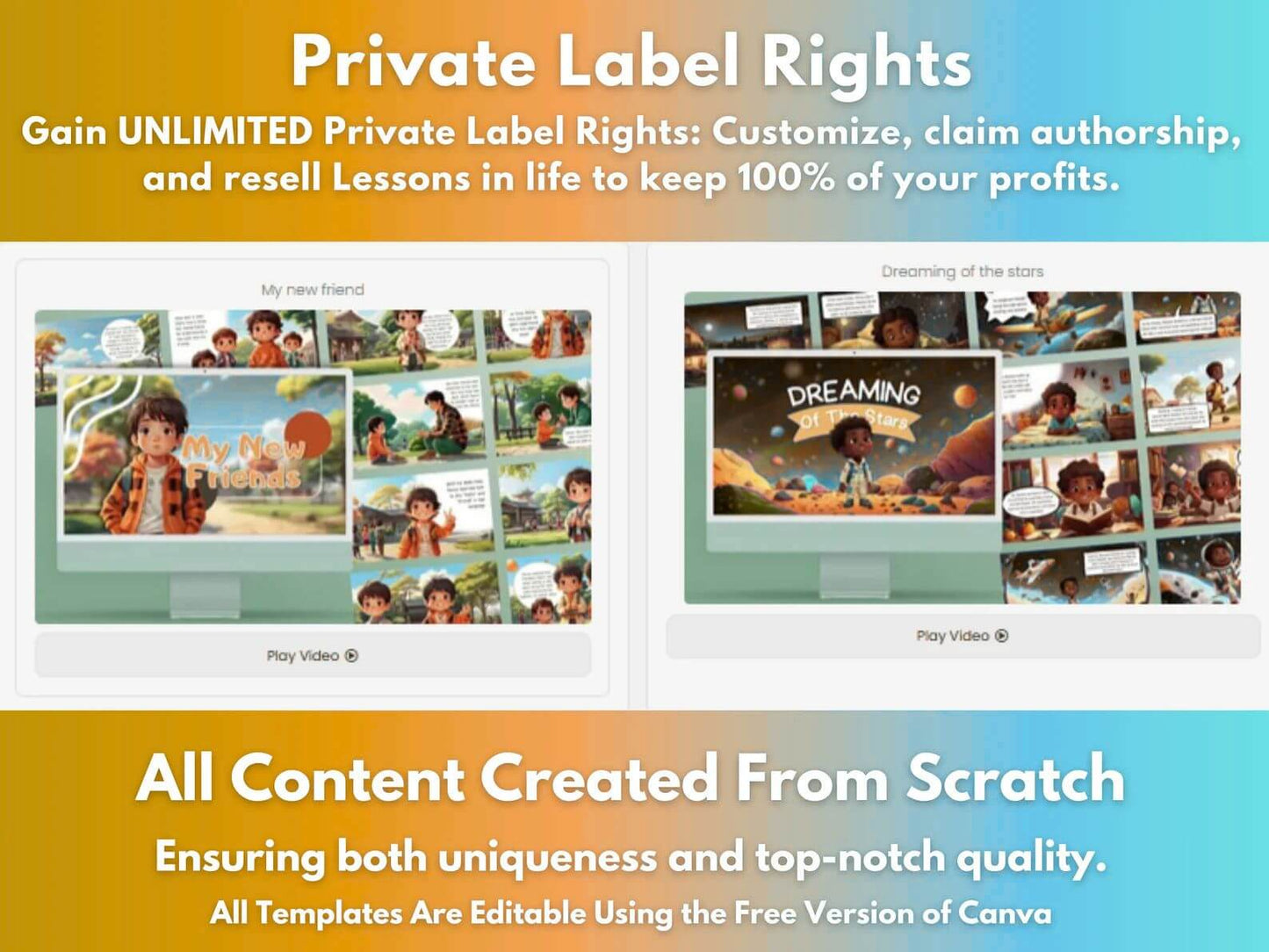 Life Lessons for Kids Part One: 50 Animated Kids Videos & Editable Templates (PLR & MRR)