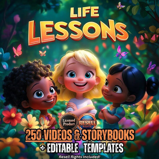 Life Lessons for Kids Part One: 50 Animated Kids Videos & Editable Templates (PLR & MRR)