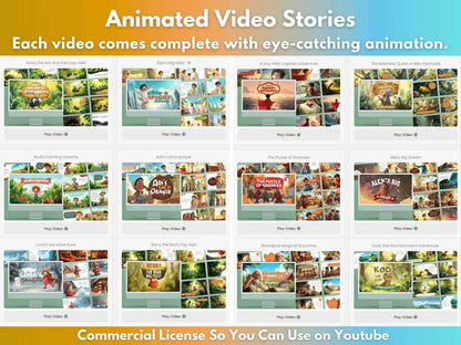 Life Lessons for Kids Part One: 50 Animated Kids Videos & Editable Templates (PLR & MRR)