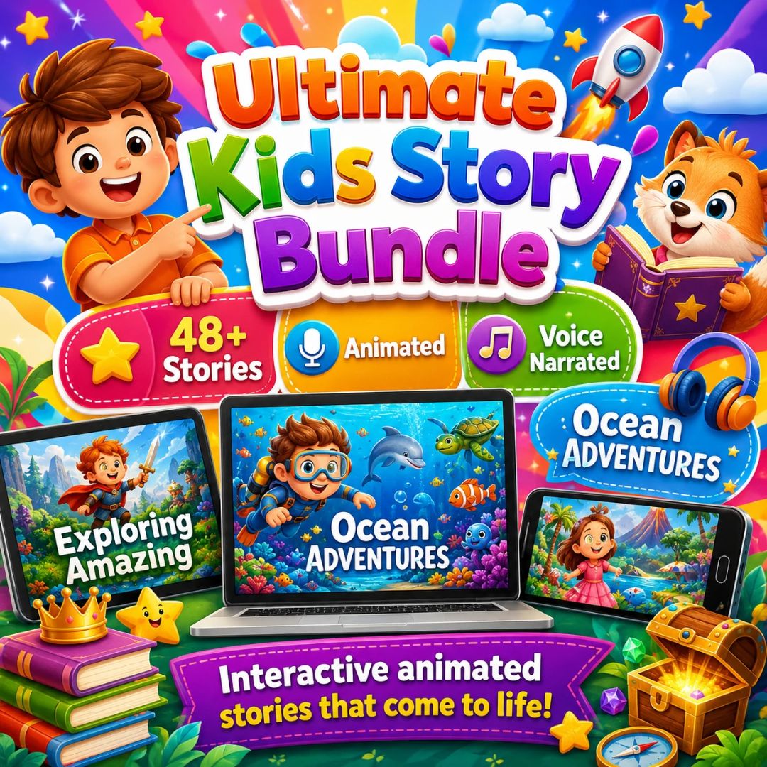 48+ Animated & Voice-Narrated Kids Stories: Ultimate PLR Kids Story Bundle