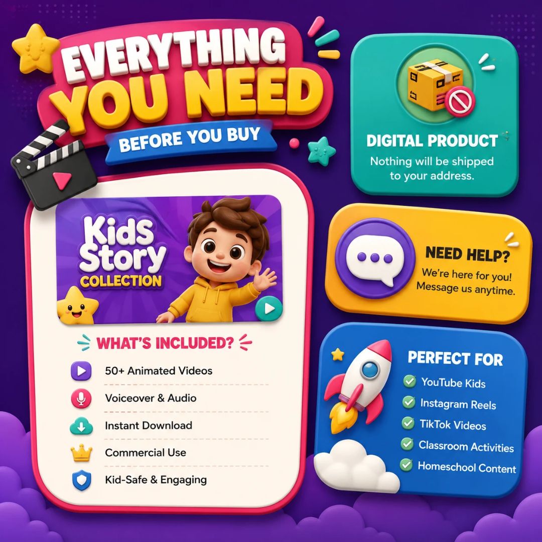 48+ Animated & Voice-Narrated Kids Stories: Ultimate PLR Kids Story Bundle
