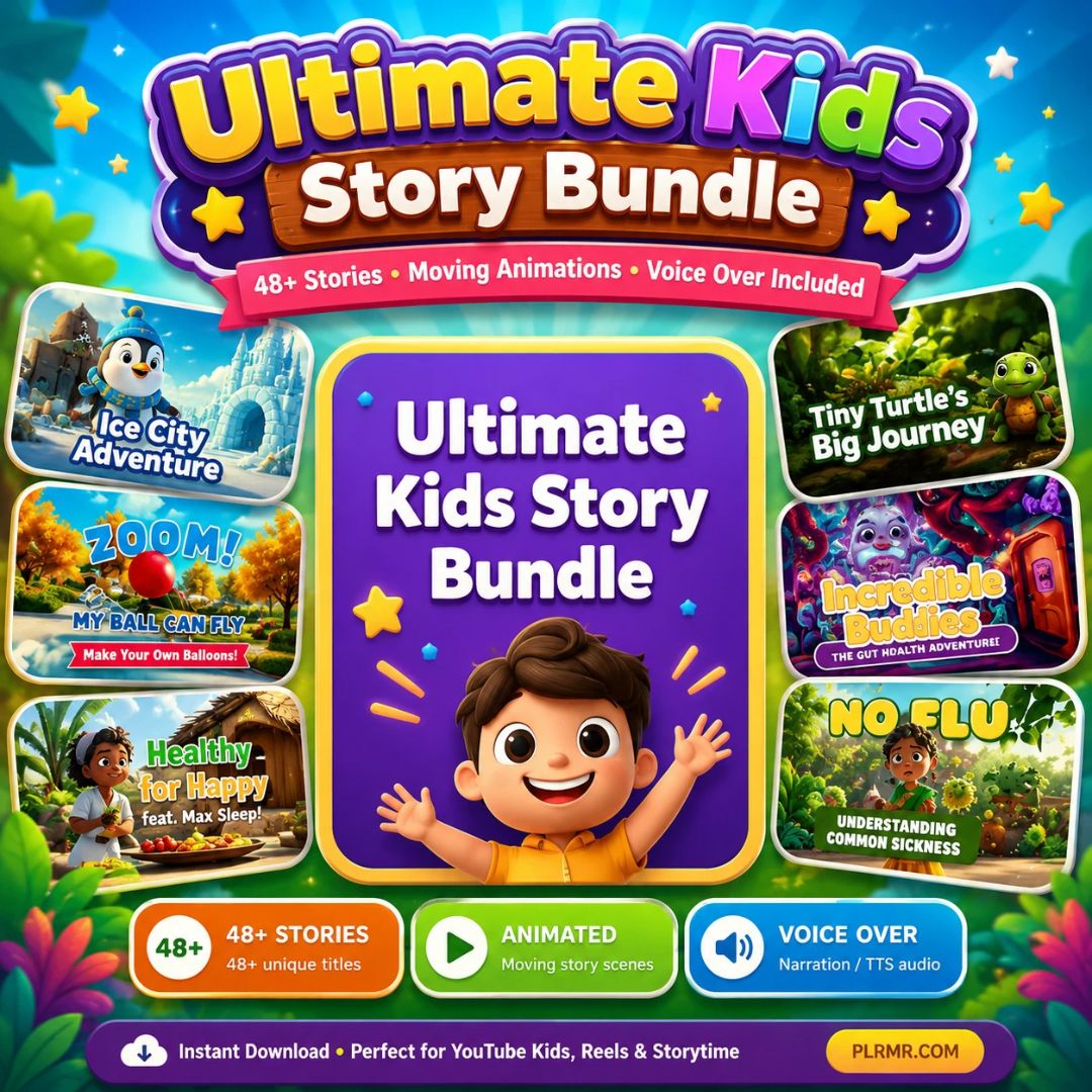 48+ Animated & Voice-Narrated Kids Stories: Ultimate PLR Kids Story Bundle