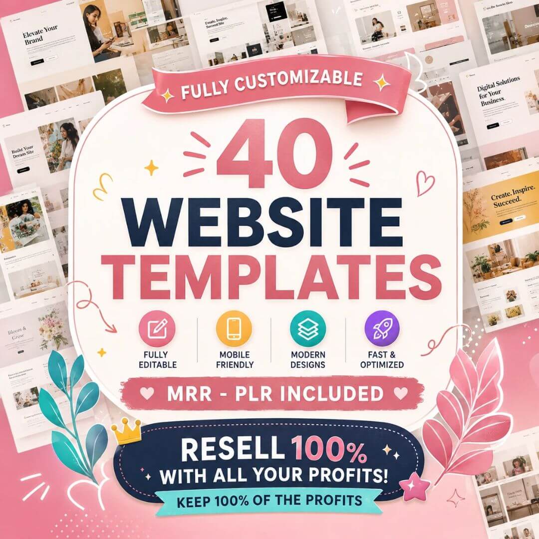 40 PLR Canva Website Template Bundle