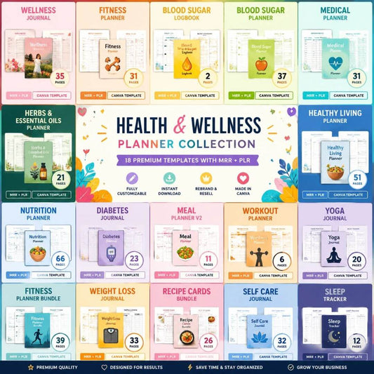 Access to 432 Pages Planners, & Journals, & Templates: Health, Fitness & Nutrition Bundle | PLR + MRR