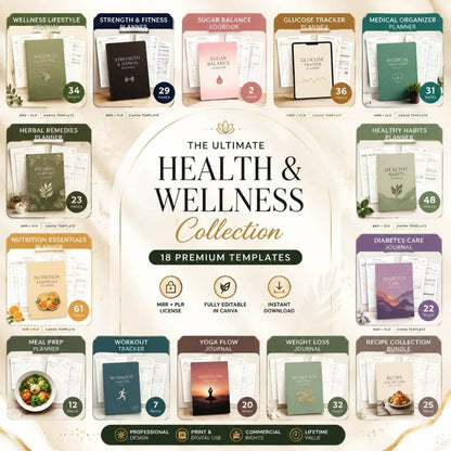 Access to 432 Pages Planners, & Journals, & Templates: Health, Fitness & Nutrition Bundle | PLR + MRR