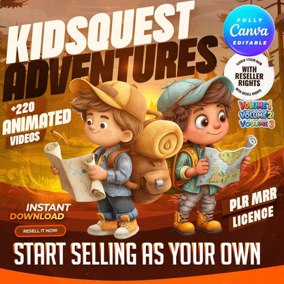 Entire KidsQuest Adventure Video Stories |  Volume 1-3| 1,800 Image Pack, 220 Children's Animated Videos, Unrestricted Resell Rights & Step-by-Step Tutorials
