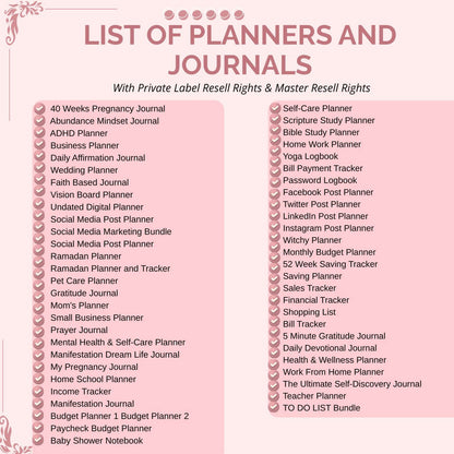 850 Pages PLR Planners, Journals & Templates with Resell Rights -  Editable & Printable
