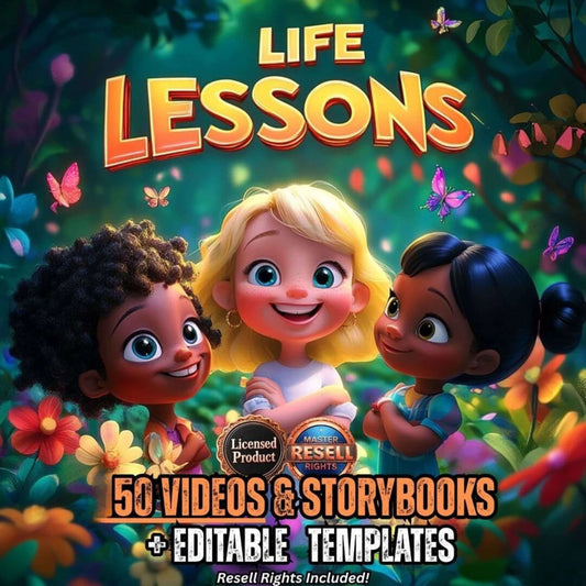 Life Lessons for Kids Part One: 50 Animated Kids Videos & Editable Templates (PLR & MRR)