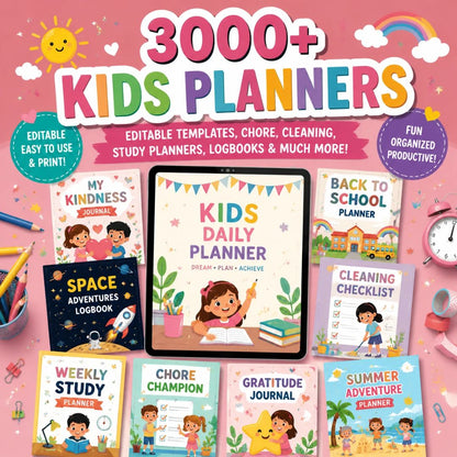 3000+ Kids Planners, Templates, Logbooks & Journals | With Resell Rights