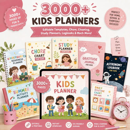 3000+ Kids Planners, Templates, Logbooks & Journals | With Resell Rights