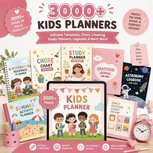 3000+ Kids Planners, Templates, Logbooks & Journals | With Resell Rights