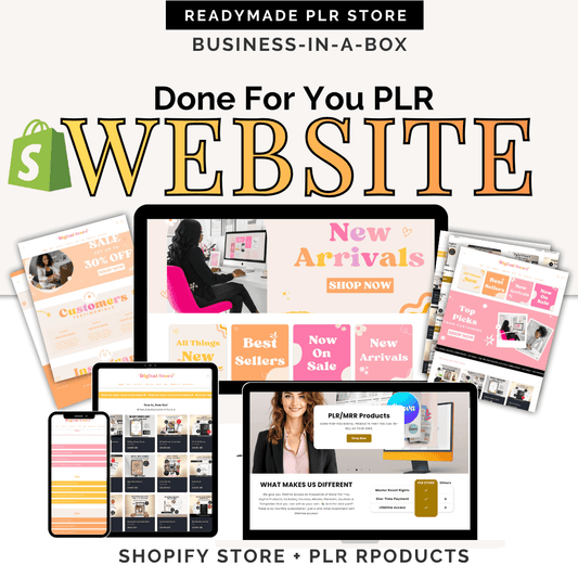 Shopify Digital Product Peach Store + PLR Planners, Journals & Templates (Business in a Box )