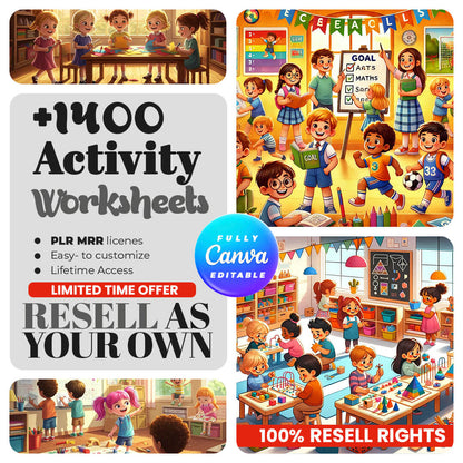 1,400+ Activity Worksheets for Kids (PLR & MRR)