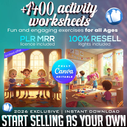 1,400+ Activity Worksheets for Kids (PLR & MRR)