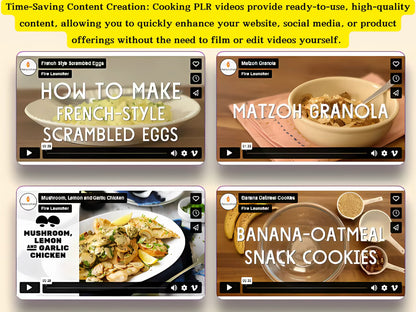 200 HD Videos + 50 Recipe eBooks + 800 Articles | PLR Resell & Monetization Pack
