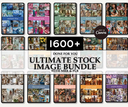 1600+ Stock Images Mega Bundle | 15 Aesthetic Collections + Bonuses (MRR & PLR)