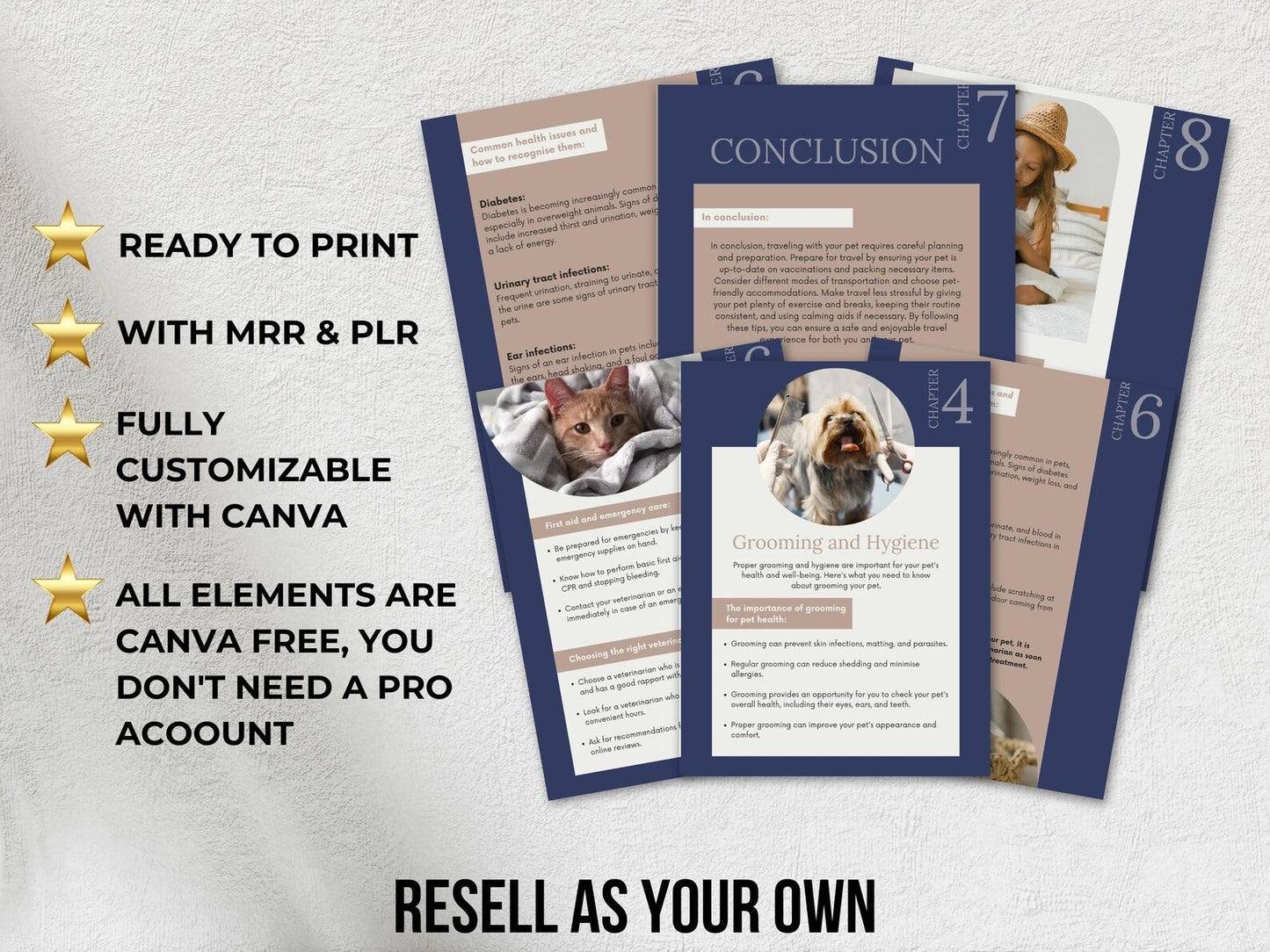 Pet Care Essentials Ebook Canva Template | 60-Page Editable PLR & MRR Resell Bundle