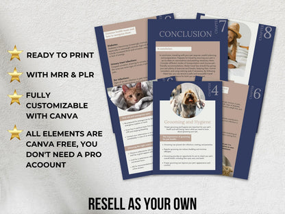 Pet Care Essentials Ebook Canva Template | 60-Page Editable PLR & MRR Resell Bundle