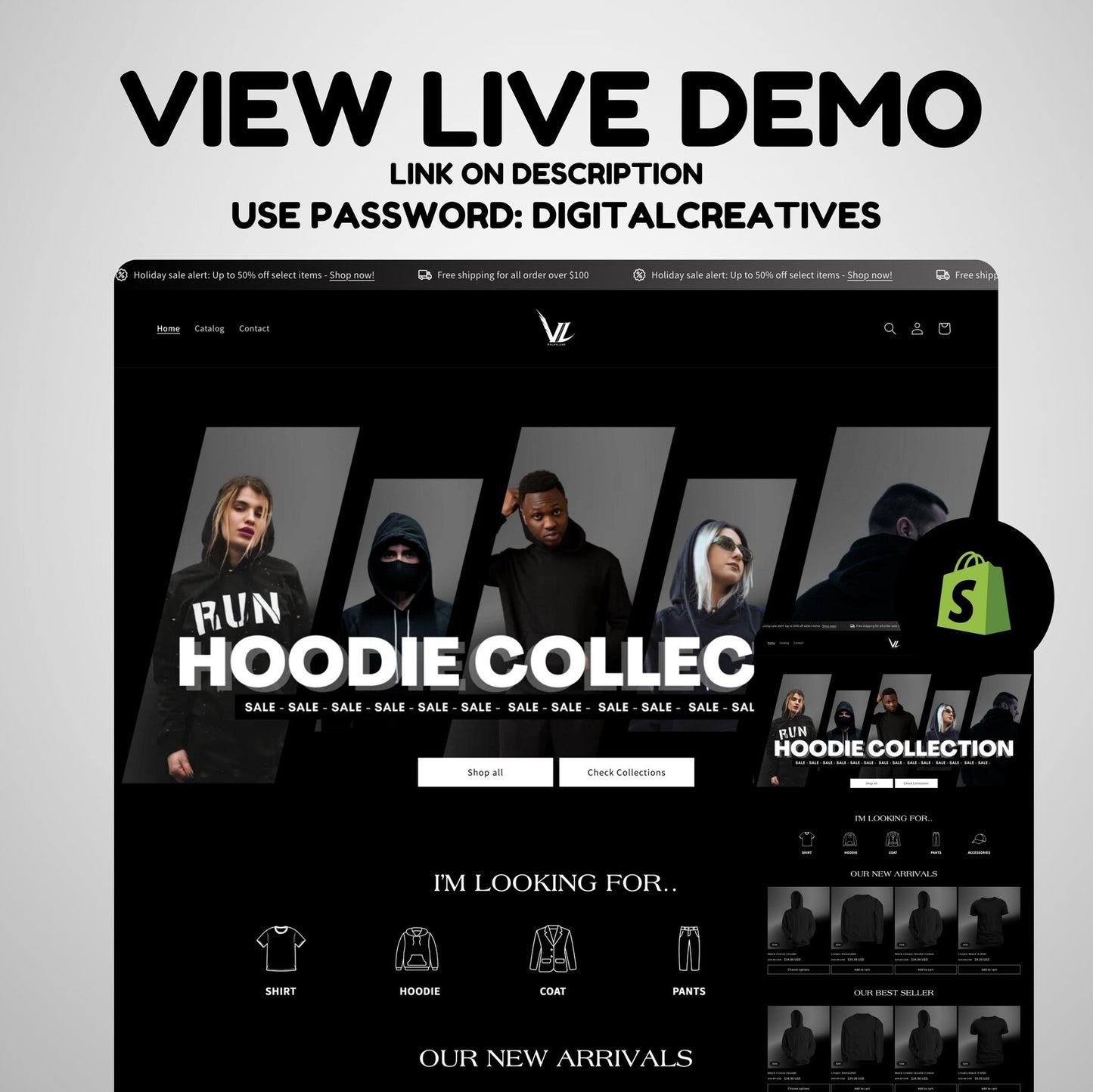 Darken Shopify Hoodie Collection Clothing Brand: Website Template
