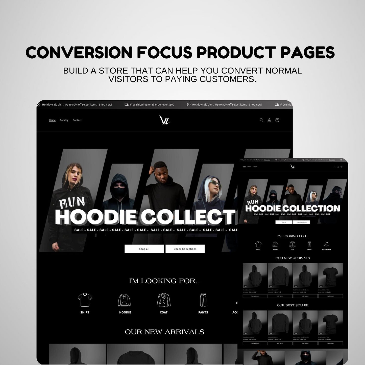 Darken Shopify Hoodie Collection Clothing Brand: Website Template