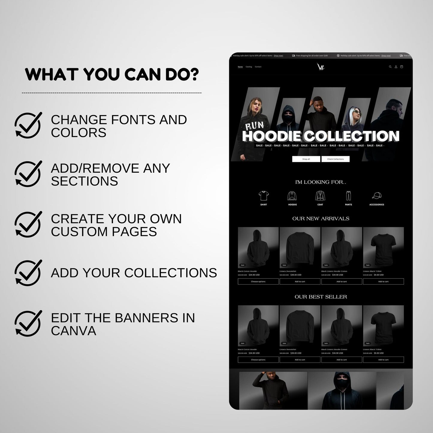Darken Shopify Hoodie Collection Clothing Brand: Website Template