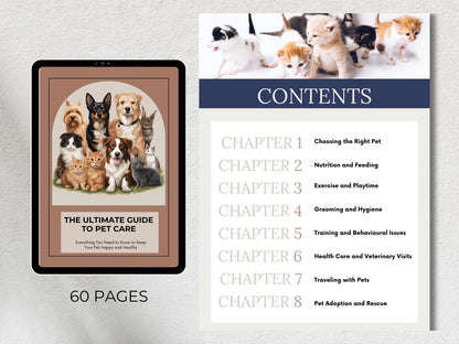 Pet Care Essentials Ebook Canva Template | 60-Page Editable PLR & MRR Resell Bundle