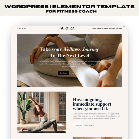 WordPress Fitness Coach Website Aura Elementor Template - Fitness Coach