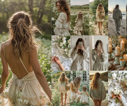 160 Sage Green Aesthetic Photos Bundle (PLR + MRR Included)