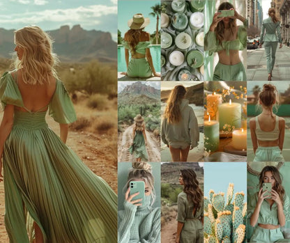 160 Sage Green Aesthetic Photos Bundle (PLR + MRR Included)