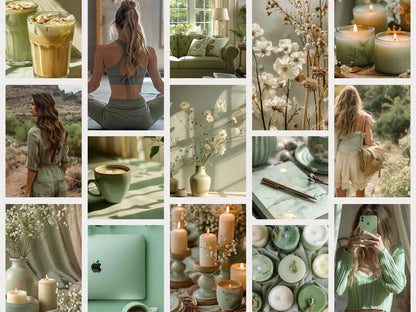 160 Sage Green Aesthetic Photos Bundle (PLR + MRR Included)