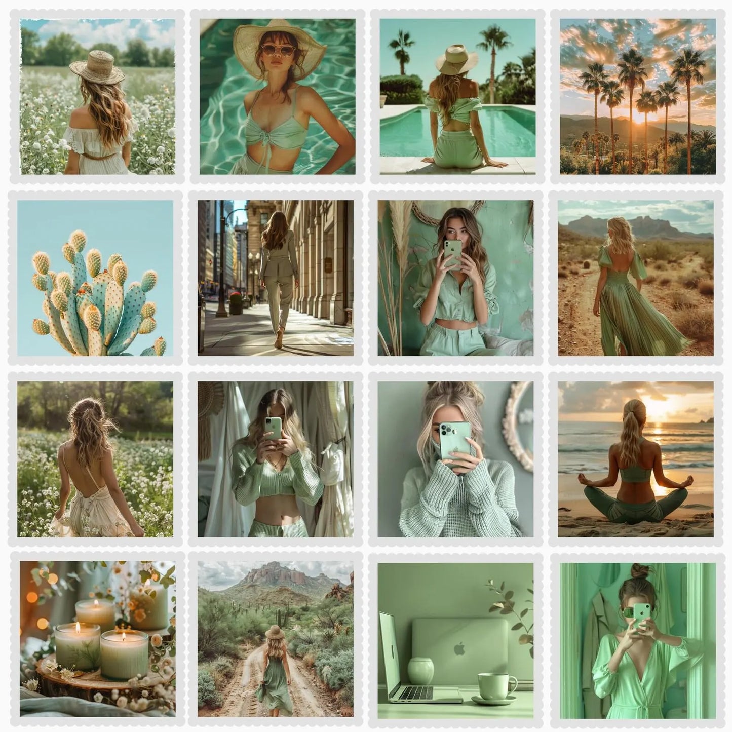 160 Sage Green Aesthetic Photos Bundle (PLR + MRR Included)