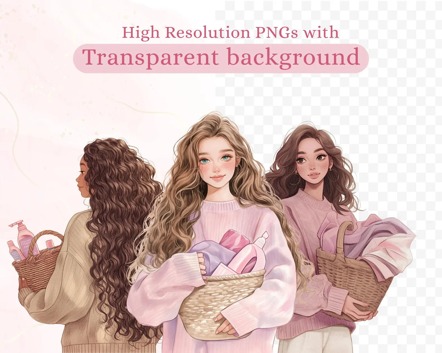 17 Cleaning Girl Clipart Bundle with Resell Rights |PLR & MRR