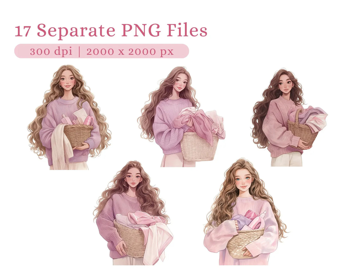 17 Cleaning Girl Clipart Bundle with Resell Rights |PLR & MRR
