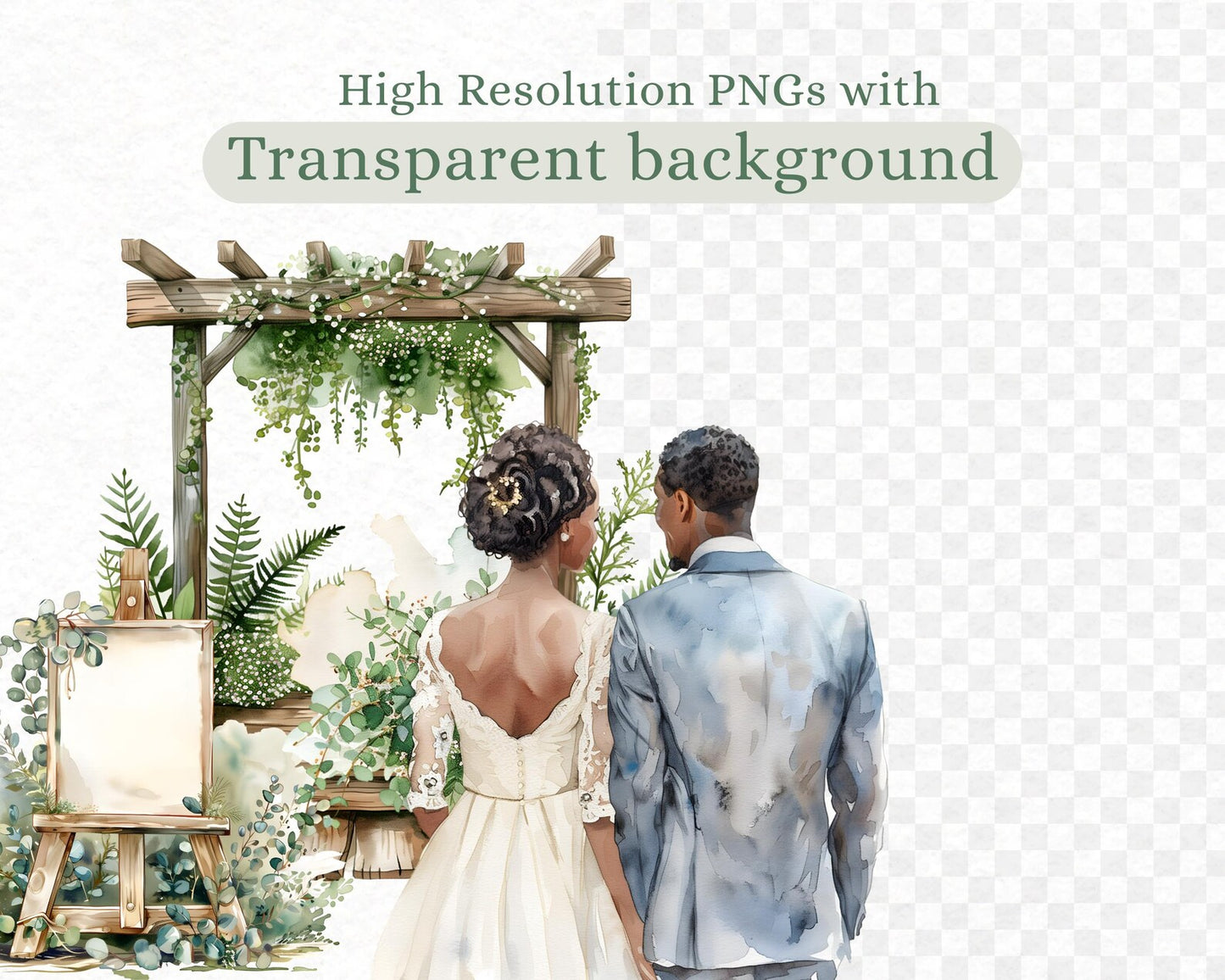 53 Green Wedding Clipart Bundle | PLR + MRR