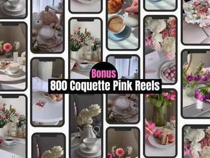 335+ Pink Aesthetic Photos, 800 Pink Coquette Reels & 100 Templates | PLR + MRR