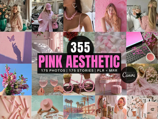 335+ Pink Aesthetic Photos, 800 Pink Coquette Reels & 100 Templates | PLR + MRR