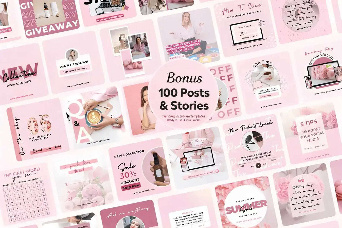 335+ Pink Aesthetic Photos, 800 Pink Coquette Reels & 100 Templates | PLR + MRR