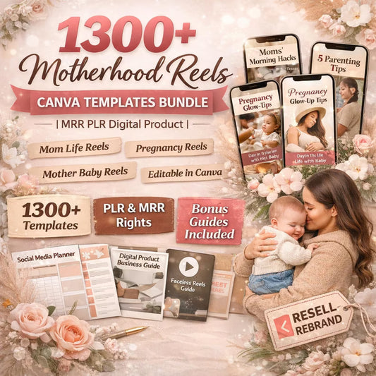🤱 1300+ Viral Motherhood Reels Canva Templates | Mom Life, Pregnancy & Baby Content PLR &MRR Bundle