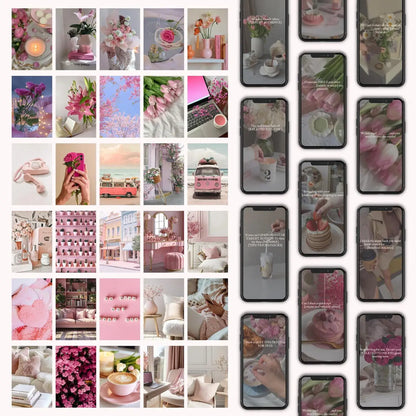 335+ Pink Aesthetic Photos, 800 Pink Coquette Reels & 100 Templates | PLR + MRR