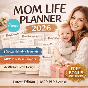 Mom Life Template Planner | 50+ Page Digital Planner PLR & MRR Resell Bundle