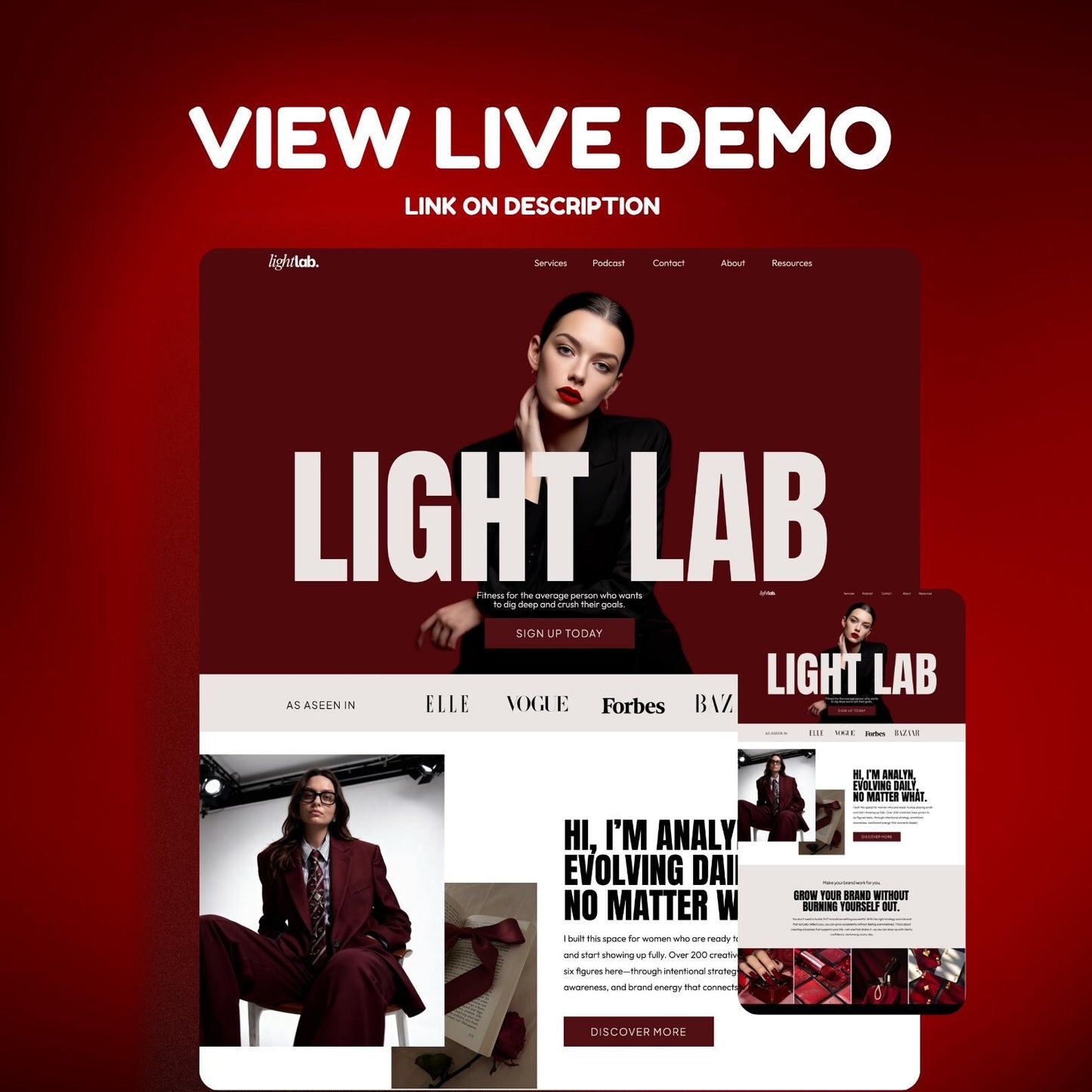 Showit Light Lab Website Template #2: For Coaches, Speakers & Podcasters