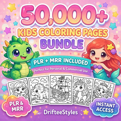 50,000+ Coloring Pages Bundle for Kids and Adults | PLR & MRR
