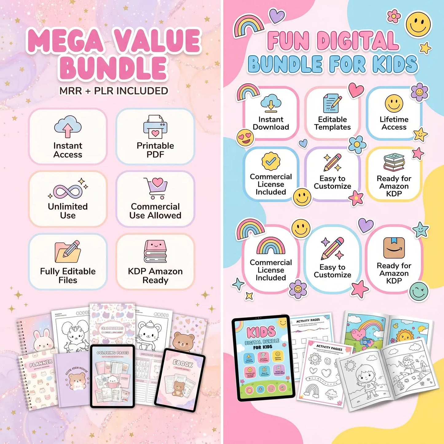 Funny Coloring Pages Kids Learning Bundle with Resell rights | PLR + MRR