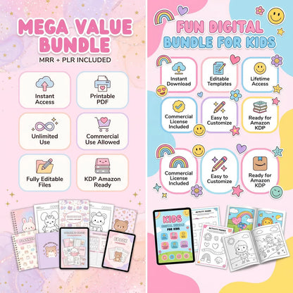 Funny Coloring Pages Kids Learning Bundle with Resell rights | PLR + MRR