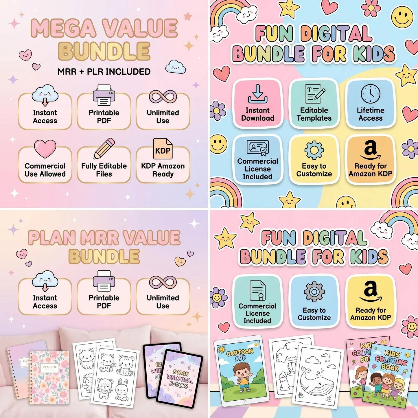 Funny Coloring Pages Kids Learning Bundle with Resell rights | PLR + MRR